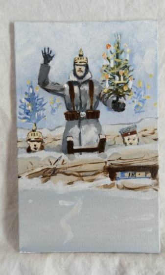 NJanagill's tweet image. German trenches Christmas Eve 1914 ( Saxons with xmas tree ) Plugsteeet Wood
&amp;gt;Beautiful poignant signed UNIQUE ORIGINAL direct from the Artist, when it's gone it's gone!
&amp;gt;From a British artist who has exhibited at the Royal Academy  in London!
#ww1 #ypres etsy.com/uk/listing/100…