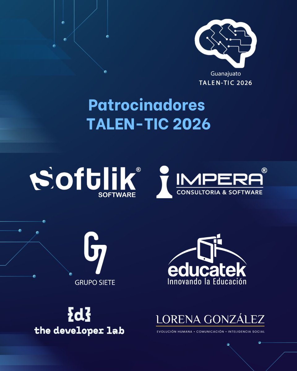 EntixNegocios's tweet photo. 🚀 Gracias a todos nuestros patrocinadores.

Su apoyo permite que TALEN-TIC 2026 sea un espacio para inspirar, aprender y conectar con el futuro de la tecnología.
Nos vemos en el evento.

¡Sigamos impulsando el talento tecnológico! https://t.co/xoj8h6x2o1