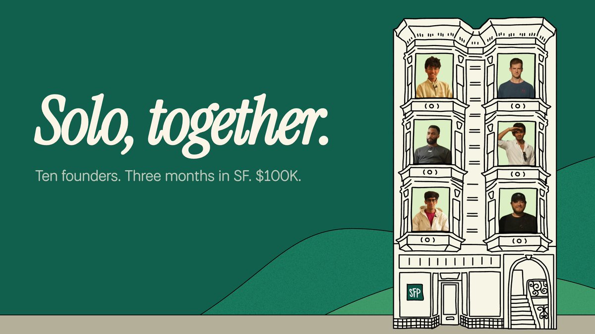 julianweisser's tweet image. Solo founding is different.

We've built the place for it.

Applications open for @solofounders program's 4th cohort.

• 10 solo founders building "solo, together"
• 3 months in SF (+ optional housing)
• work closely with me + alumni
• $100k investment

Apply!