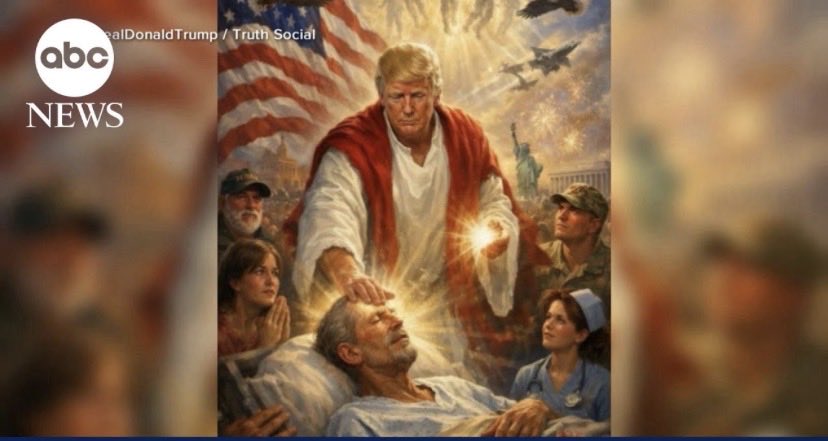 Now I ask any church going person,  does this represent Jesus to you?  The apostles also healed people after Jesus ascended.  I would like to know who the man he is praying for is.