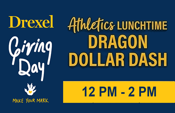 DrexelDragons's tweet photo. Athletics Lunchtime Dragon Dollar Dash: The top three programs with the most dollars raised between noon and 2:00 PM will secure additional funds for their program. 

Get in the game and support the Dragons at https://t.co/ijloJHukqc. 🐉 

#DrexelGivingDay https://t.co/iDlPPDfR91