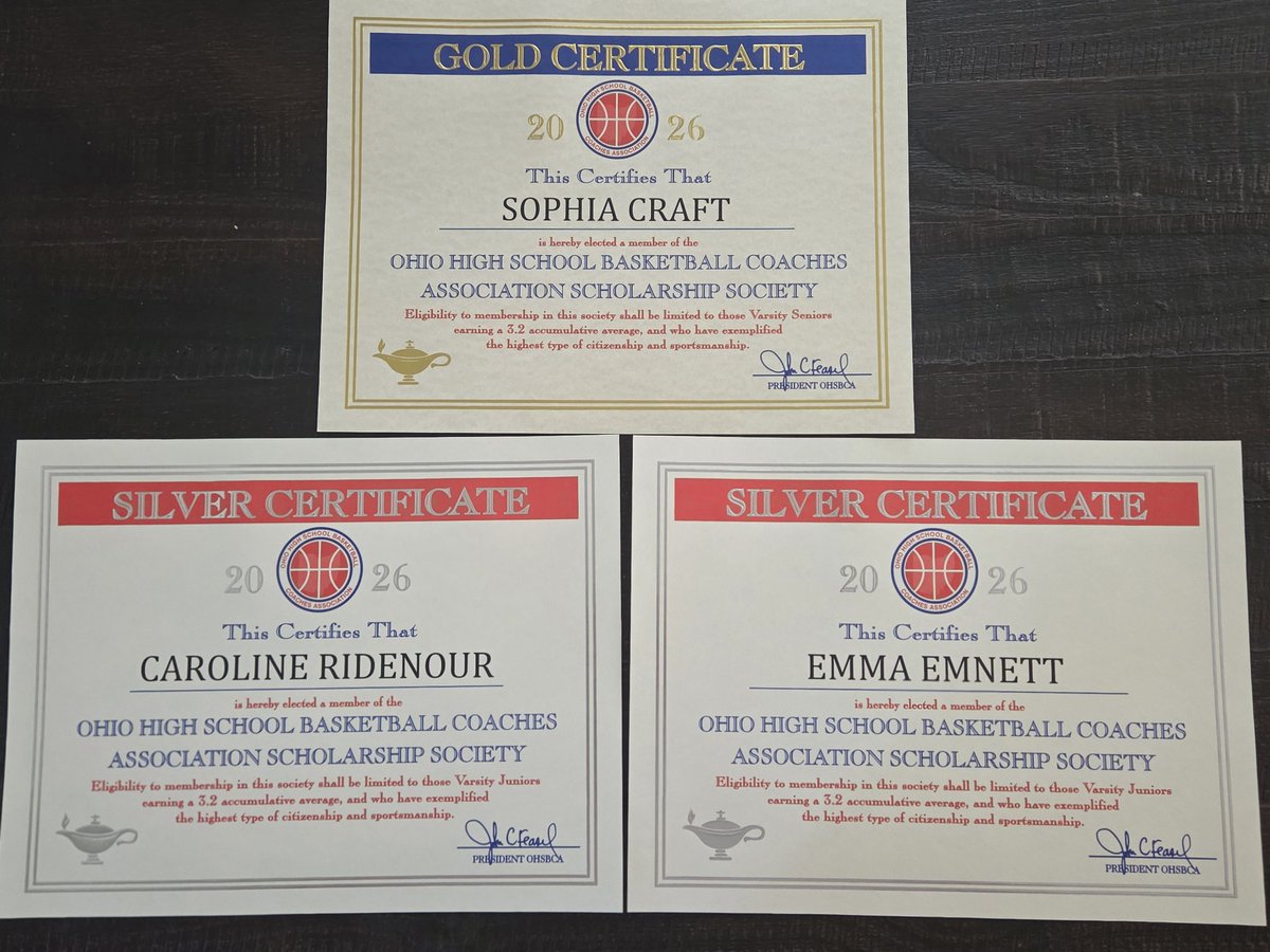panthers_clay's tweet photo. We are proud of our Juniors and Senior. Ohio High school Basketball coaches have these awards for players we are outstanding on the court and in the classroom. Congratulations 
Sophia Craft, Caroline, Ridenour, and @EmmaEmnett https://t.co/6X57U7uGod