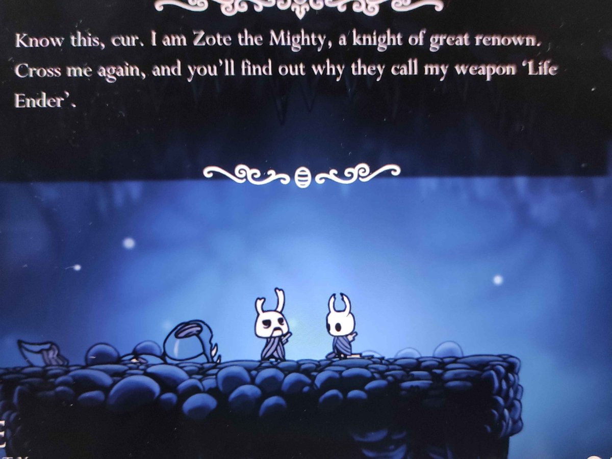 GoldenPiglin's tweet photo. I'm probably about to get my ass kicked by hornet  but Zote is pretty hot tho https://t.co/5536e0jBv6