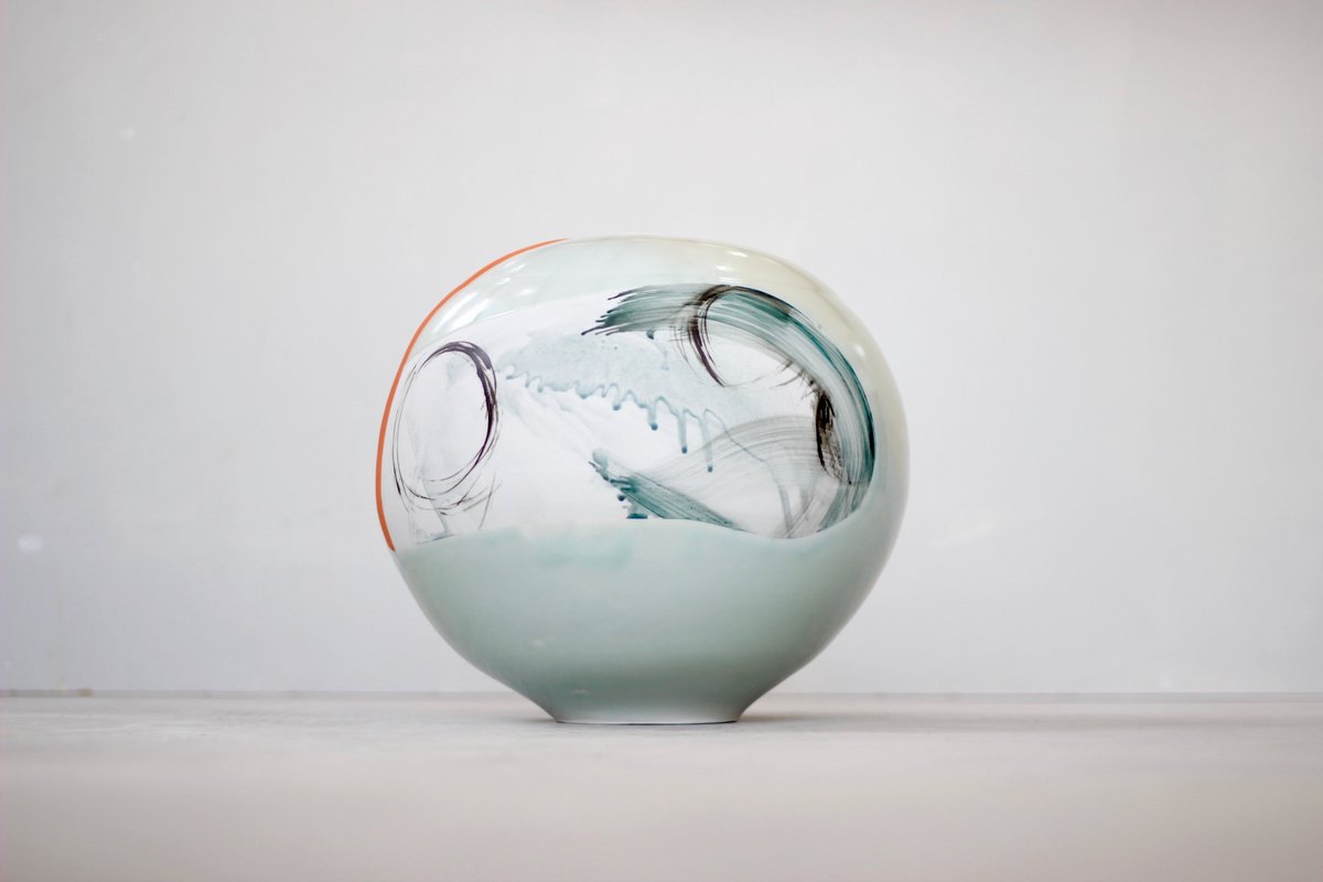 GFAward's tweet photo. The third artist shortlisted for the #GFAward2026 is Adam Frew.

A ceramic artist based in rural Northern Ireland, he creates wheel-thrown vessels with clean, simple forms that reveal the presence of the maker’s hand. His practice explores the energy and spontaneity of throwing, pushing clay to form bold, voluminous pieces. Working primarily in porcelain, he uses the surface of each vessel as a canvas, where mark, colour and texture highlight movement and form.

Read more: https://t.co/KSV8EMXlPQ