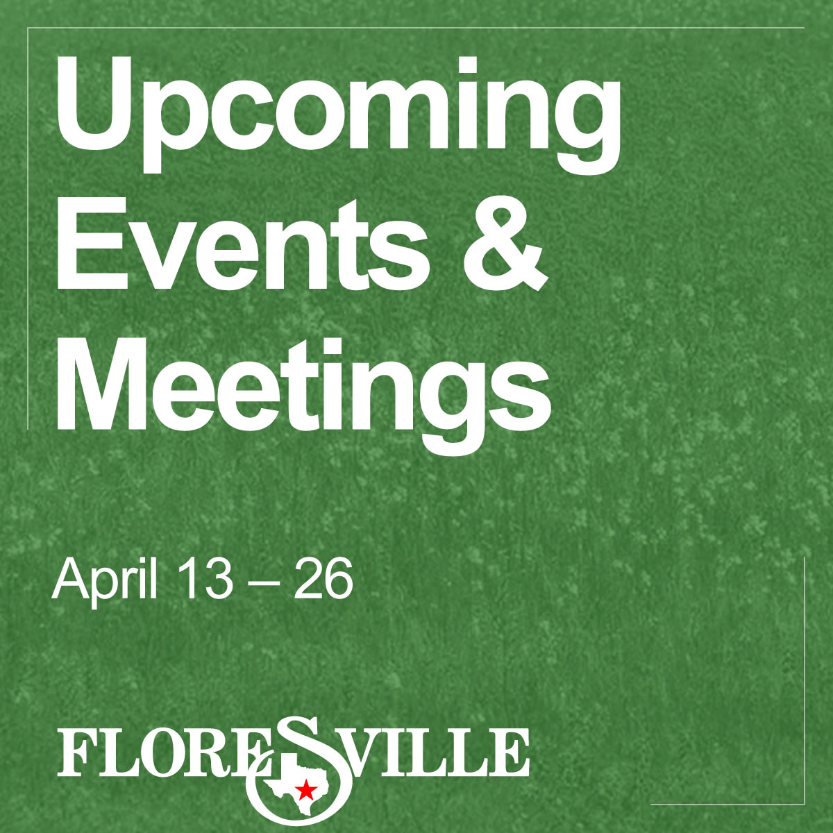 In #Floresville...
🔴 Mo @ 6p: FEDC reg mtg
🗳 Th: Deadline for mail-in ballot applications
🟢 Sa @ 10a-5p: Wilson County History &amp; Heritage Festival
🗳 4/20-4/24 @ 8a-5p: Early voting
🔴 4/23 @ 6p: Council reg mtg
🗳 4/25 @ 8a-7p: Early voting
More info: floresvilletx.gov/calendar-event…