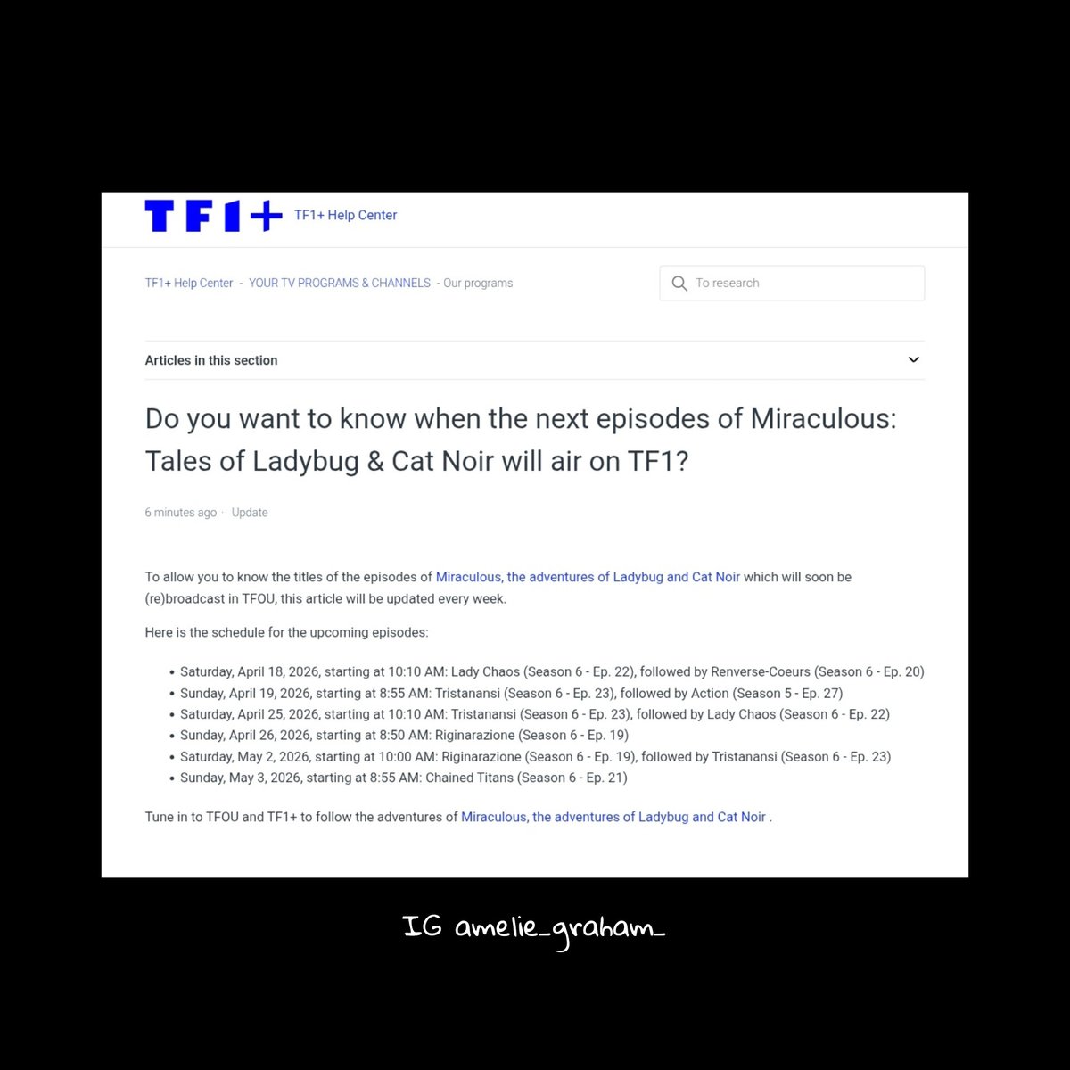 Amelie_Graham_'s tweet image. 🚨 | TF1+ premium estrenará "The Chained Titans" (6x21) el 29 de Abril. 🐞✨

Estrenó después en la TV TFOU Francia 🇫🇷.

#MLBS6Spoilees #MiraculousSeason6