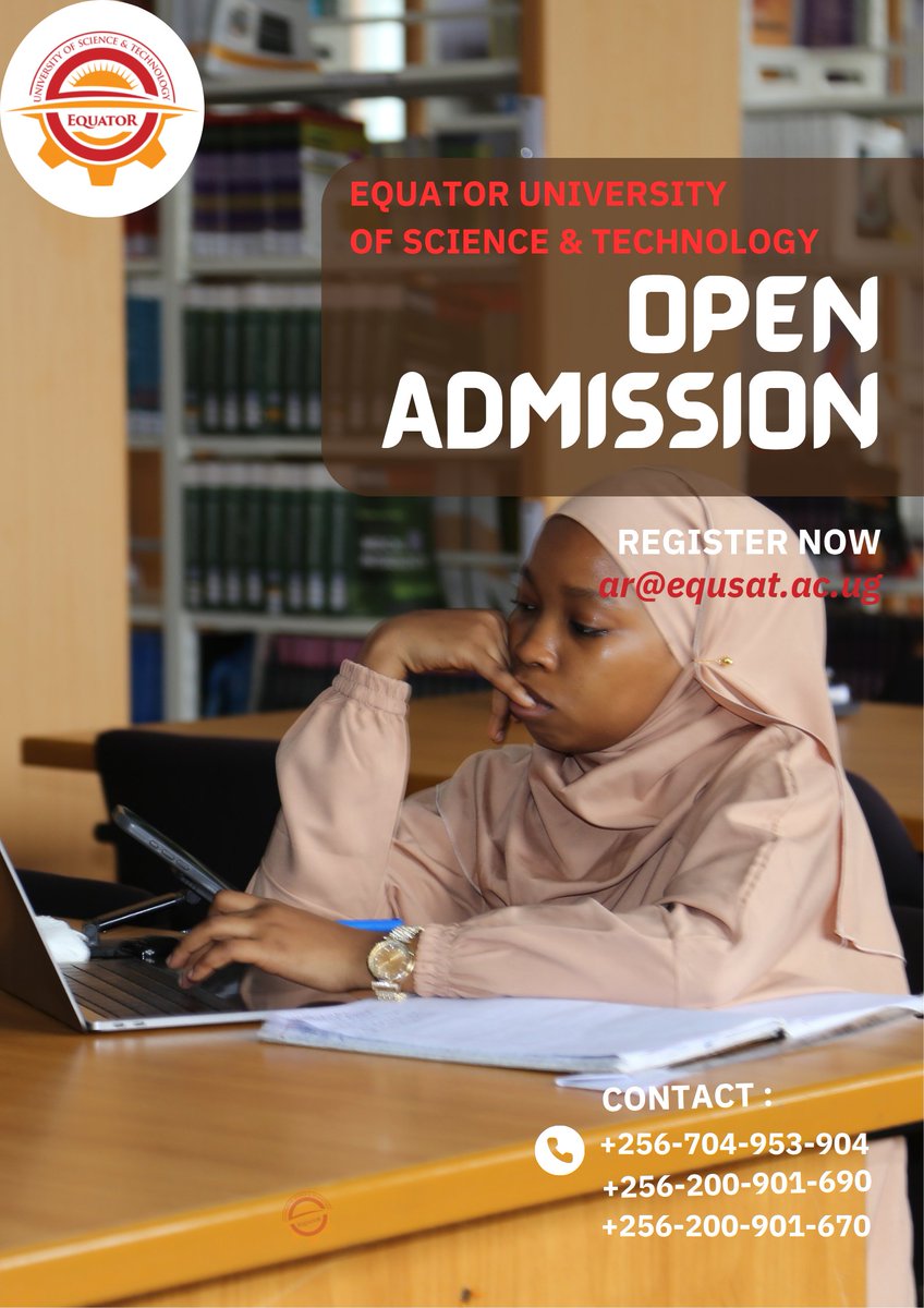 Equsat_Ug's tweet photo. EQUSaT's rolling admissions are open for the following programmes:

🎓 UNDERGRADUATE
• Bachelor of Medicine & Surgery (MBChB)
• Bachelor of Dental Surgery (BDS)
• Bachelor of Information Technology (BIT)
• Bachelor of Business Administration (BBA)
• Bachelor of Science Public Health (BPH)

📜 DIPLOMA & CERTIFICATE
• Diploma in Information Technology
• National Certificate in Information & Communication Technology 
• Diploma in Business Administration

📍 Masaka City | 🌐 https://t.co/RRV3E6zzeX | 📞 +256 704-953-904 

 #Admissions 
#EQUSaT 
#ApplyNow 
#StudyInUganda 
#MBChB