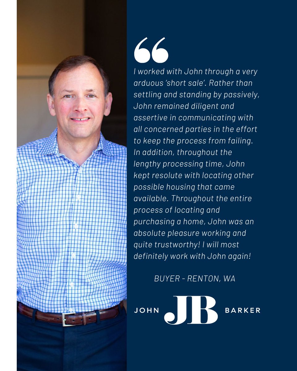 johnvbarker's tweet photo. "I worked with John through a very arduous ‘short sale’. Rather than settling and standing by passively, John remained diligent and assertive in communicating with all concerned parties..." - Buyer - Renton, WA
.
.
.
#JohnBarker #Windermere #WindermereYarrowBay #ClientTestimonial https://t.co/beQ7GiWRsp