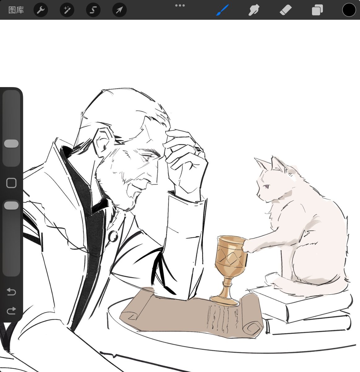 Oriixc's tweet image. a very random idea featuring king’s landing stray cats &amp;amp; Baelor: the hand of the king gets fed up with endless court business, so he disappears for a bit and only lets cats keep him company 
#wip 
(inspired by that big cat documentary narrated by Bertie😹
