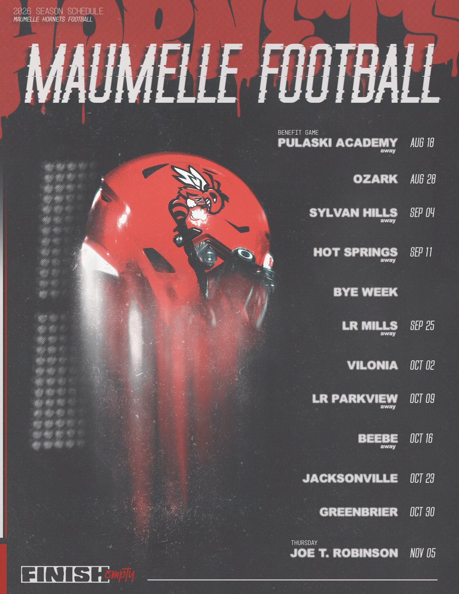 MaumelleFB's tweet photo. 2026 Maumelle Football Schedule 
#FinishEmpty #PFF https://t.co/nfhCafSMGL