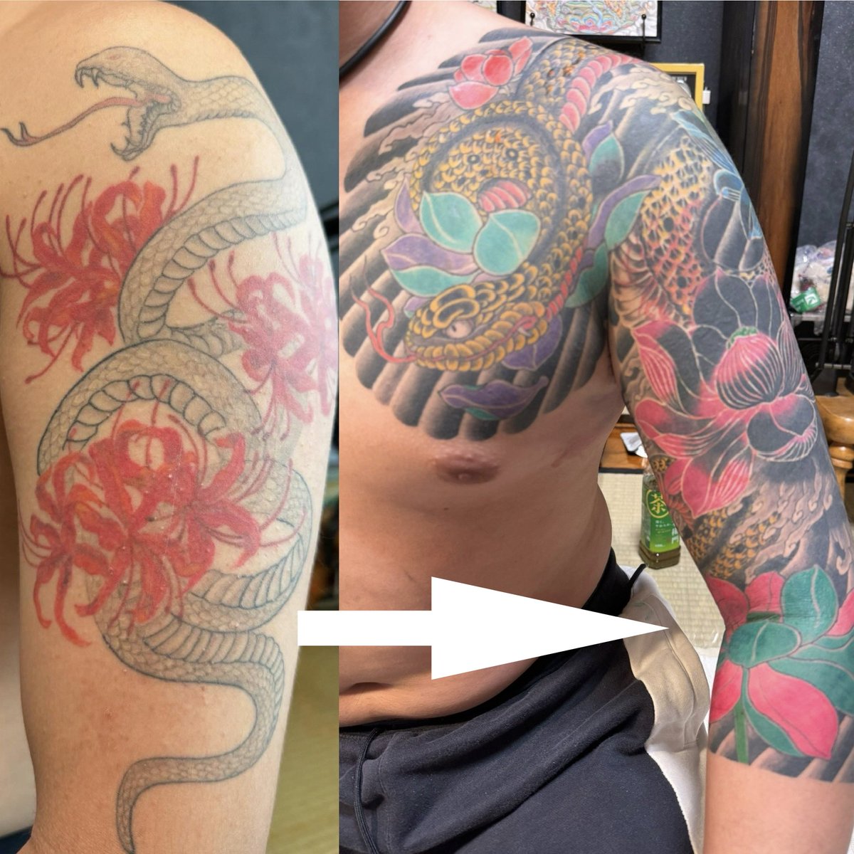 yukio5454hiruta's tweet image. @masayoshitattoo Cover Up Tokyo #coverup #tokyotattoo #タトゥーカバー　#タトゥーカバー専門店　#カバーアップタトゥー　#洋彫り　#和彫り　#和彫り匠　#東京タトゥー　#仙台タトゥー　#刺青