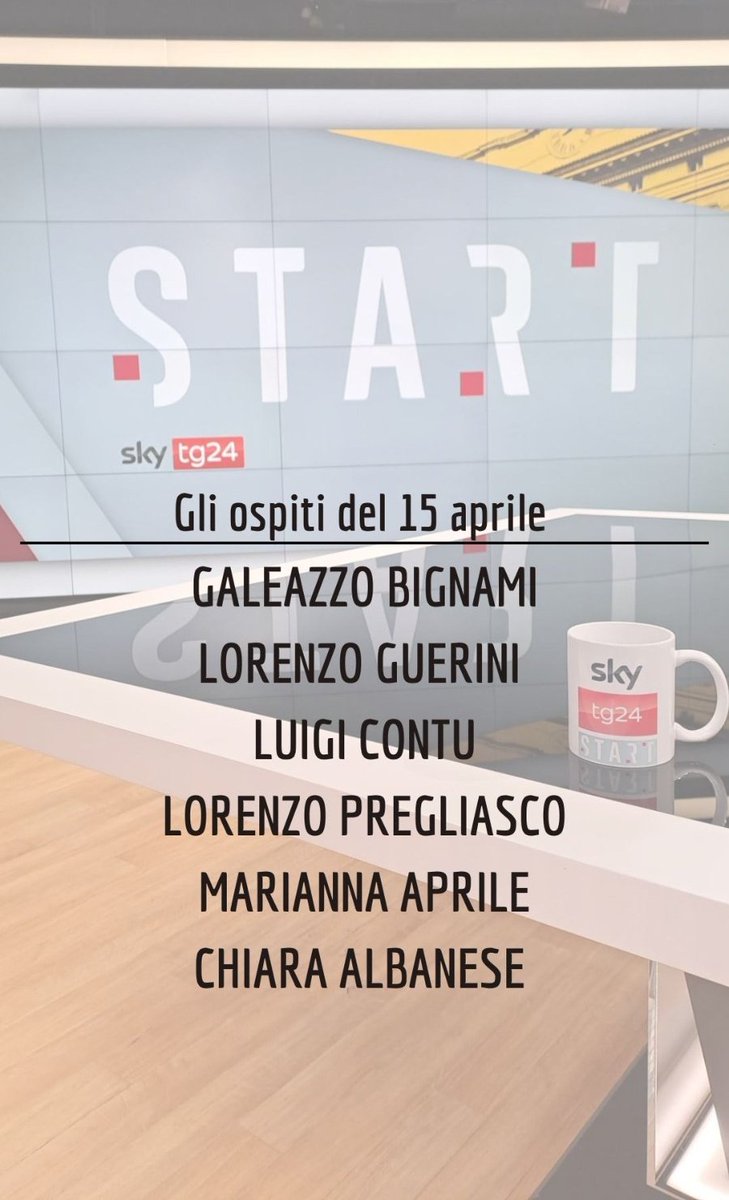 giopank's tweet image. Domani a #Start saremo con @galeazzobignami, @guerini_lorenzo, @_luigicontu, @lorepregliasco, @mariannaaprile e @chiaraalbanese. 
Come sempre dalle 9:30 su @SkyTG24. Vi aspetto!