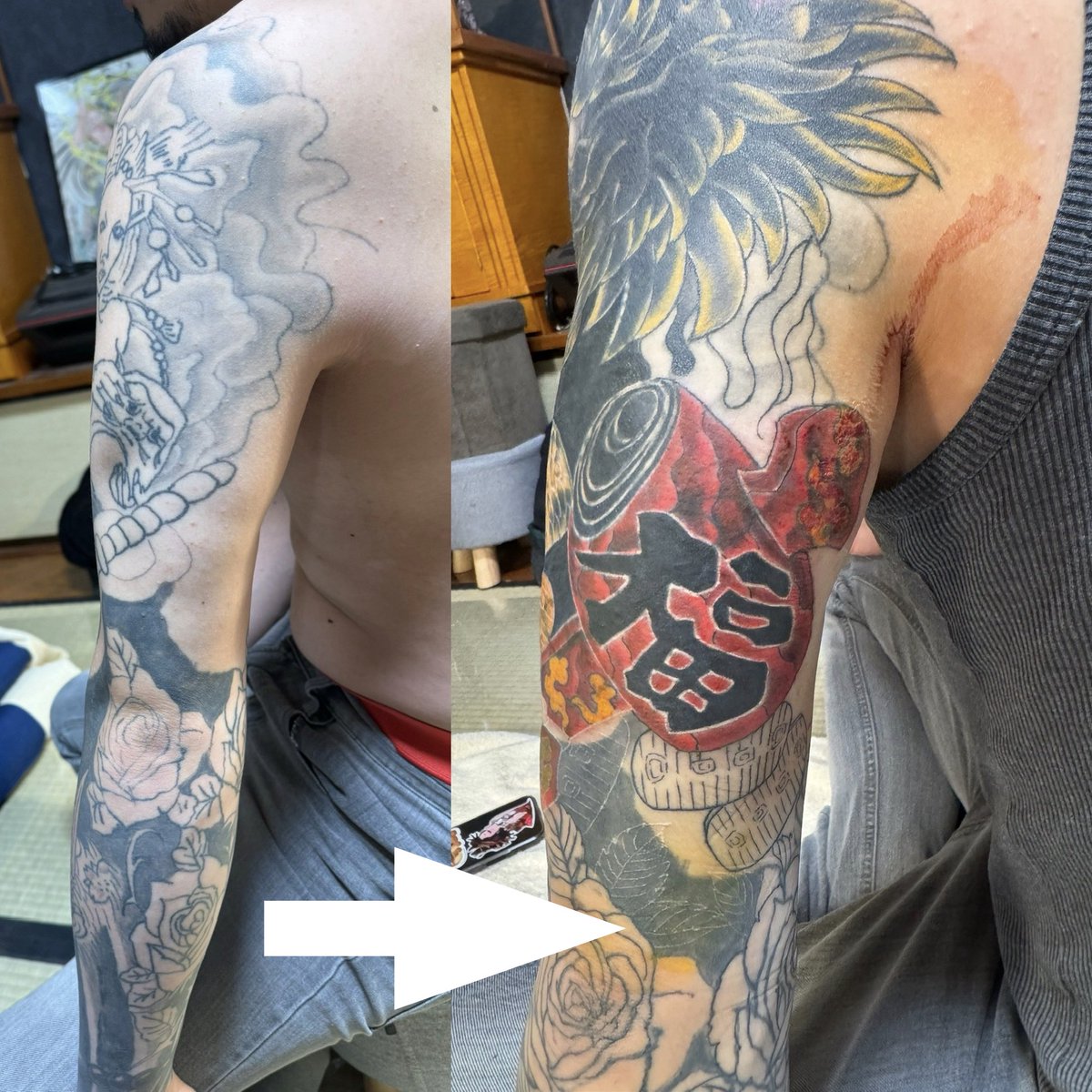 yukio5454hiruta's tweet image. @masayoshitattoo Cover Up Tokyo #coverup #tokyotattoo ＃タトゥーカバー　#タトゥーカバー専門店　#カバーアップタトゥー　＃和彫り　#和彫り匠　#東京タトゥー　#仙台タトゥー　#洋彫り