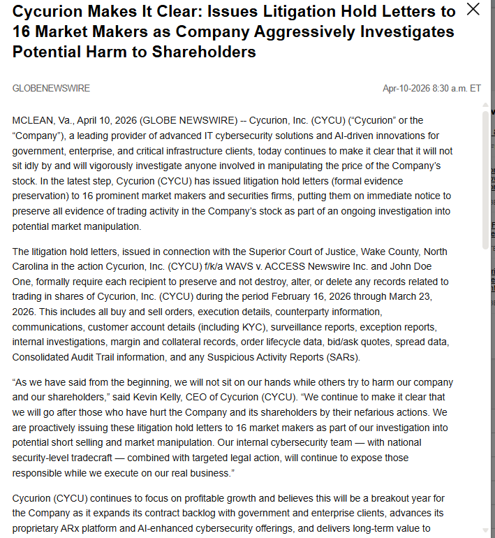 TadDickson333's tweet image. $CYCU @cycurion #MarketMakers #DarkMoney #Prosecutions #NEWS