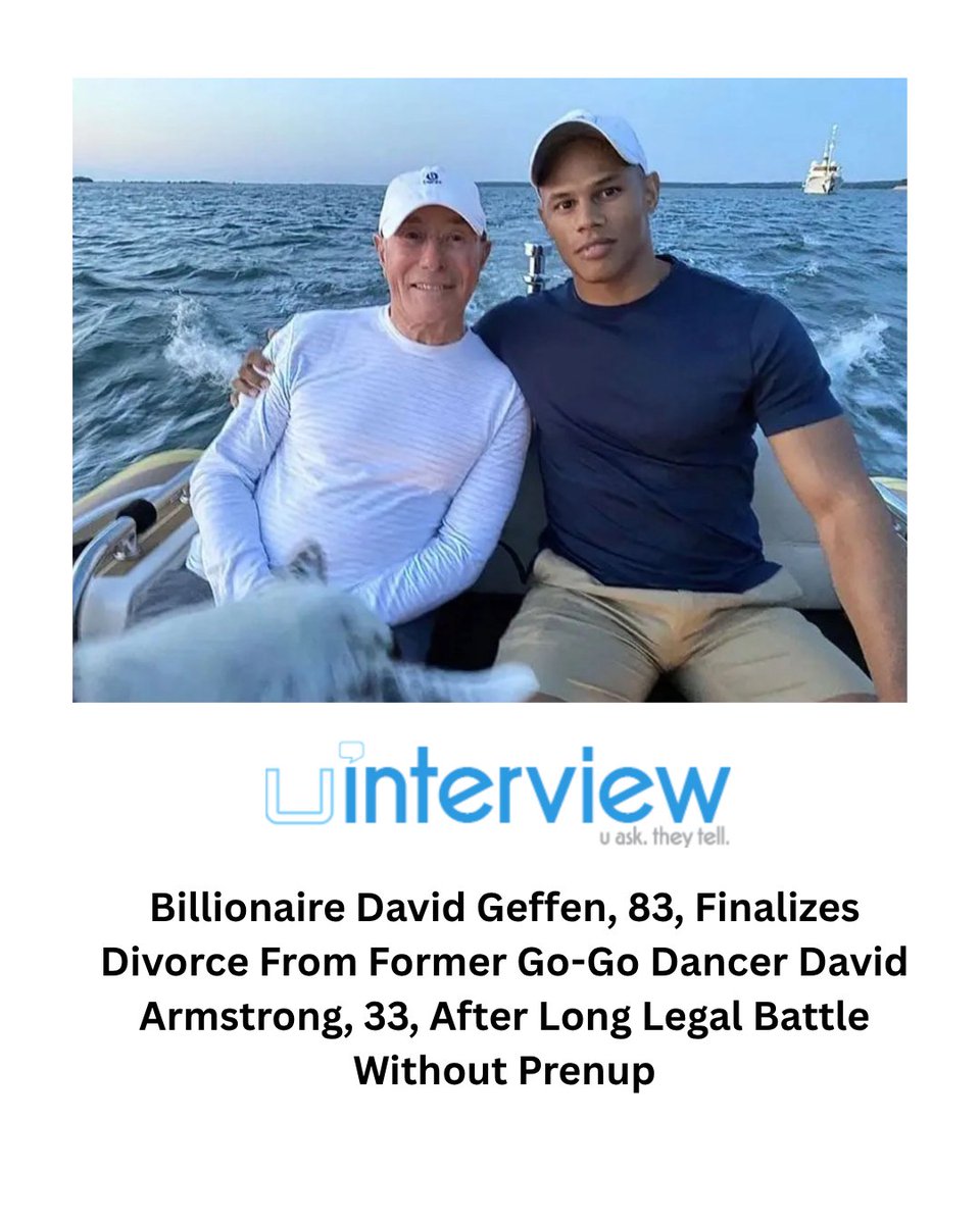 uinterview's tweet image. Billionaire David Geffen, 83, Finalizes Divorce From Former Go-Go Dancer David Armstrong, 33, After Long Legal Battle Without Prenup

#DavidGeffen #Divorce #CelebrityNews

Follow @uinterview for the best celebrity news, interviews &amp;amp; exclusives

Read More: uinterview.com/news/billionai…