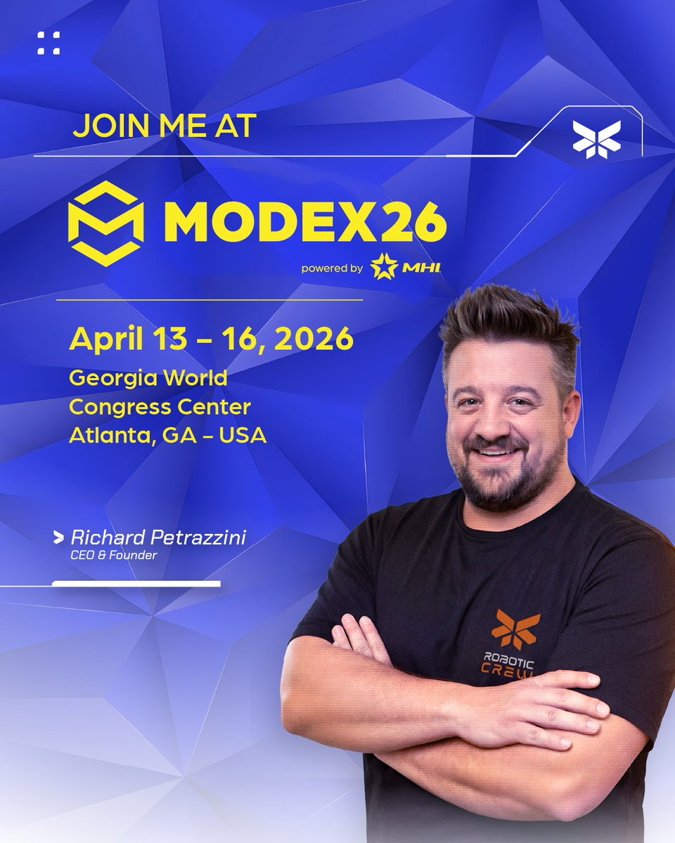 RoboticCrew's tweet photo. 🚀 MODEX 2026 continues today!

💡 If you’re scaling your robotics operations and need support in Robotic Operations, Tech Support, or Robotics Development, this is the right moment to connect.

Let’s meet at MODEX.
📩 DM us to secure your meeting https://t.co/qtYzuxIxAh