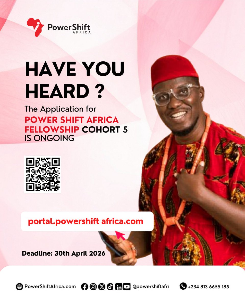 powershiftafri's tweet image. Through the Power Shift Africa Fellowship, young Africans are gaining the tools, knowledge, and network needed to transform their communities.
Applications for Cohort 5 are still open.
Apply : portal.powershiftafrica.com

 #powershiftafricafellowship #Impact #Activism #Changemakers