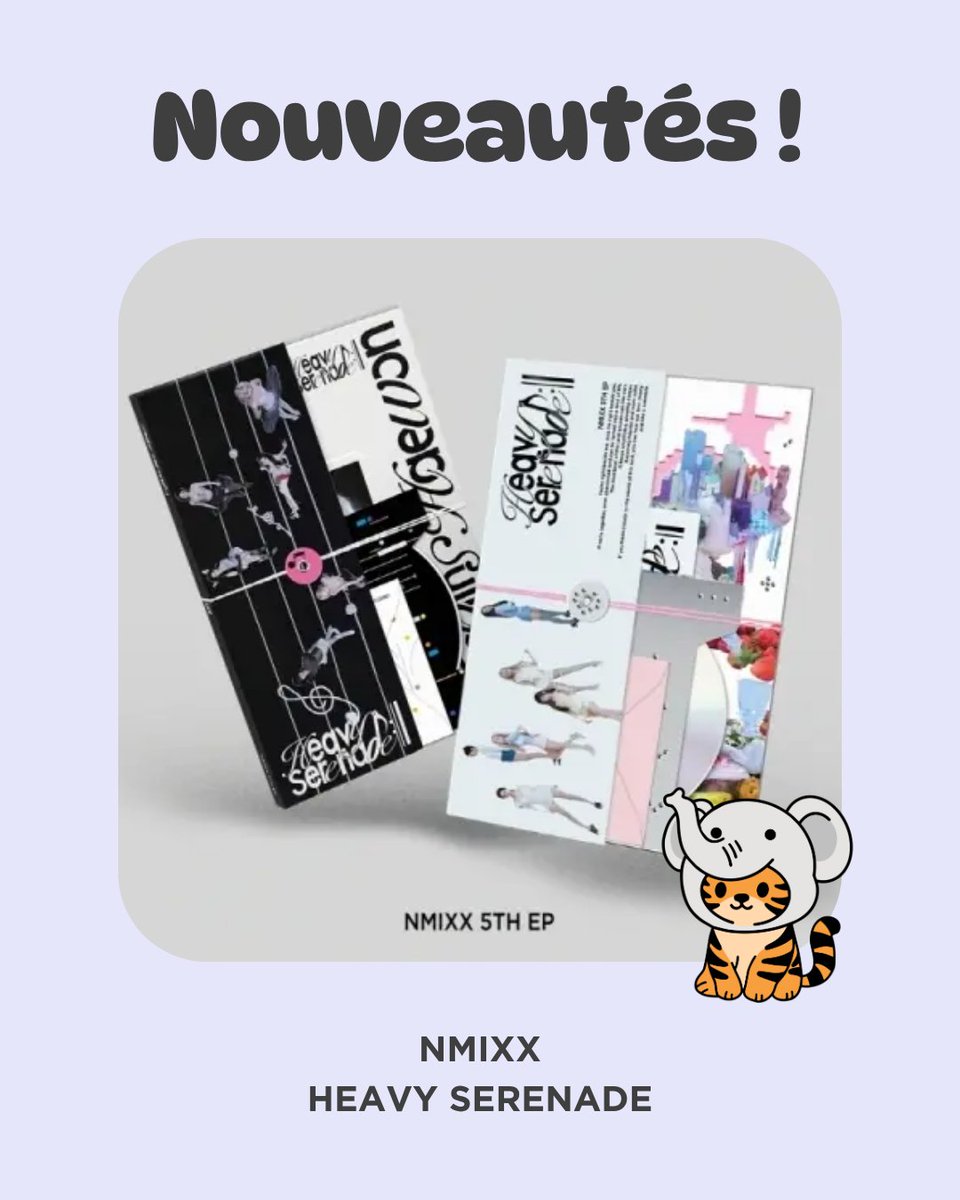 ⏳ Précommande ⏳ jusqu’au 11 mai : NMIXX - HEAVY SERENADE

Pre-order until May 11

>> aikop.fr/produit/nmixx-…

🌍 Delivery in Europe, DOM-TOM, Maghreb, Turkey

#kpop #NMIXX
