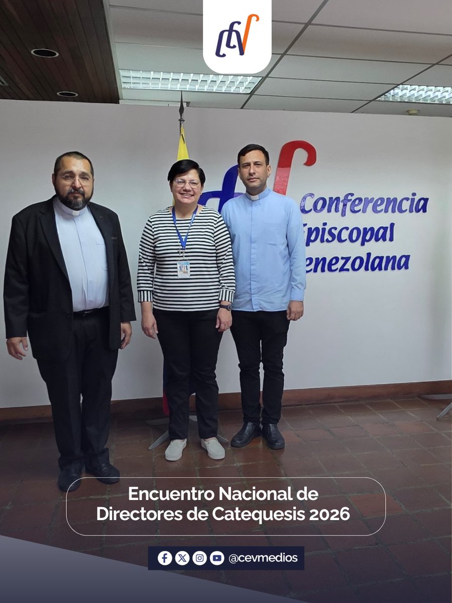 CEVmedios's tweet photo. 2/3 ���Gleudy Lara, Coordinadora Nacional del Área de Transmisión de la Fe del SPEV; Padre Santiago León, Director del Centro de Iniciación a la Vida Cristina y Celebracion de la Fe y Omar Osiris López García, padre de la Arquidiócesis de México acompañan el ENADIR 2026 https://t.co/44GOhh9EVp