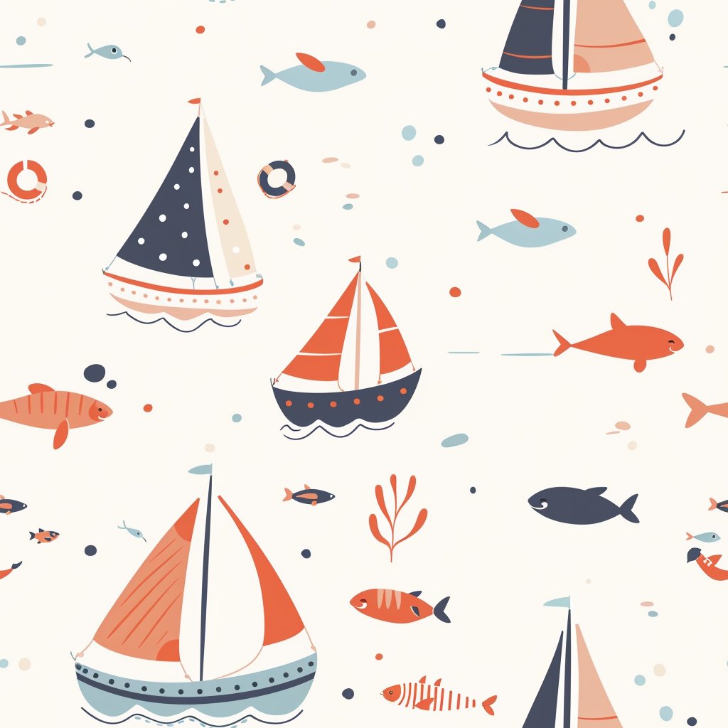 RalfiesDesign's tweet image. Nautical bliss! A whimsical sea-inspired pattern with sailing boats, fish, and buoys. Perfect for coastal-chic home decor. 

#FabricDesign #HomeDecor #NauticalStyle #CoastalChic #PatternDesign