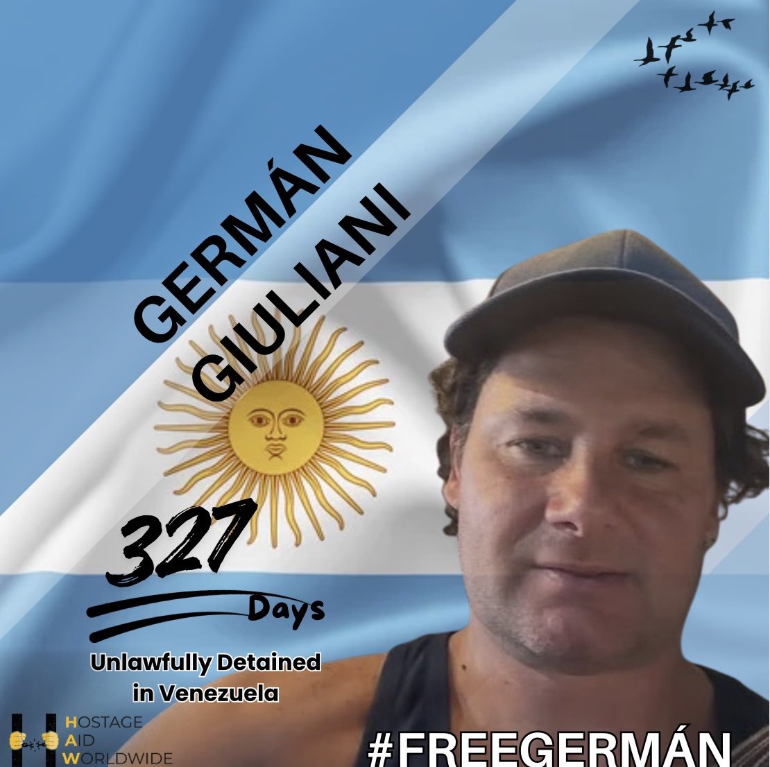 🇦🇷 Germán Giuliani went to Venezuela to work. He didn’t disappear, he was taken.
Nearly a year later, he remains locked inside a Venezuelan prison. No transparent charges. No due process. Barely any contact with the people who love him.
327 days of a life put on hold. 327 days