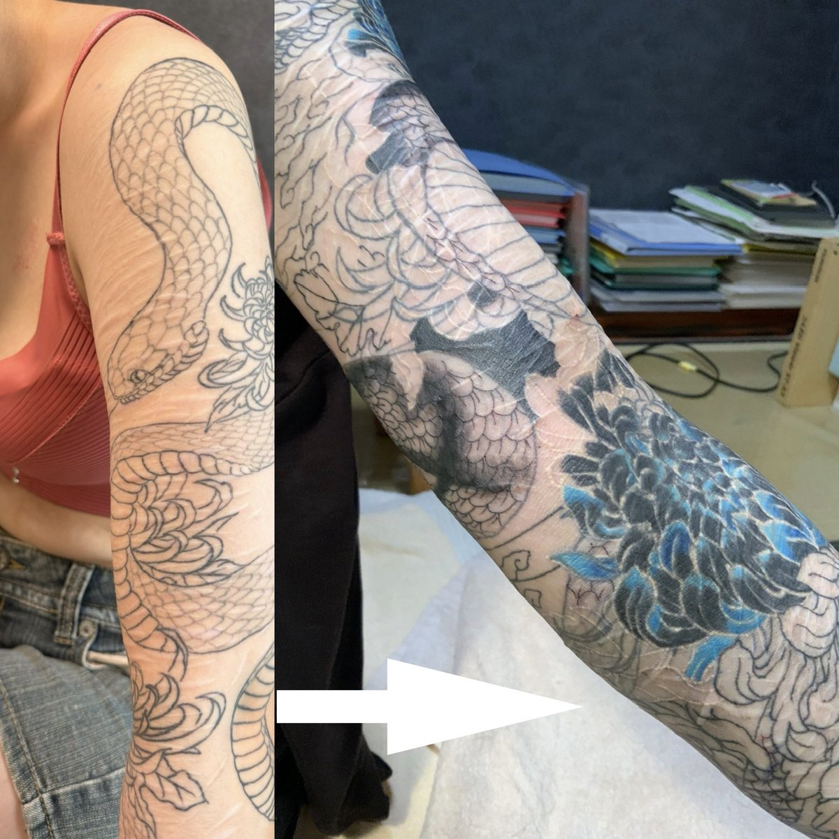 yukio5454hiruta's tweet image. @masayoshitattoo Cover Up Tokyo #coverup #tattootokyo #東京タトゥー　#タトゥーカバー　#タトゥーカバー専門店　＃カバーアップタトゥー　#洋彫り　#和彫り　#タトゥー女子　#和彫り匠