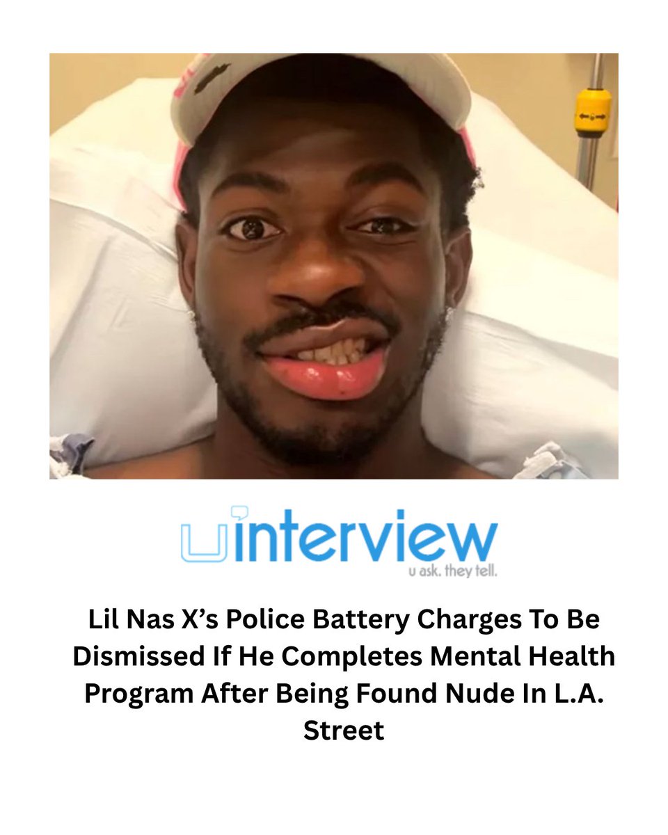 uinterview's tweet image. Lil Nas X’s Police Battery Charges To Be Dismissed If He Completes Mental Health Program After Being Found Nude In L.A. Street

#LilNasX #Music #News

Follow @uinterview for the best celebrity news, interviews &amp;amp; exclusives

Read More: uinterview.com/news/lil-nas-x…
