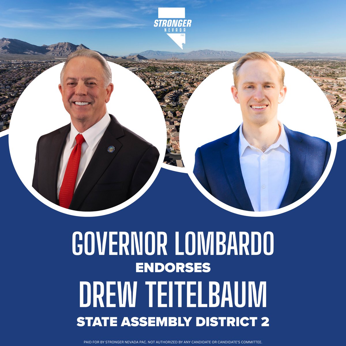 StrongerNV's tweet photo. @DrewTForNV is the leader #AD2 needs to deliver good jobs, safe streets, and attainable housing.
That's why Governor @JoeLombardoNV endorsed his candidacy.
#NVleg https://t.co/d8uhZAsph2