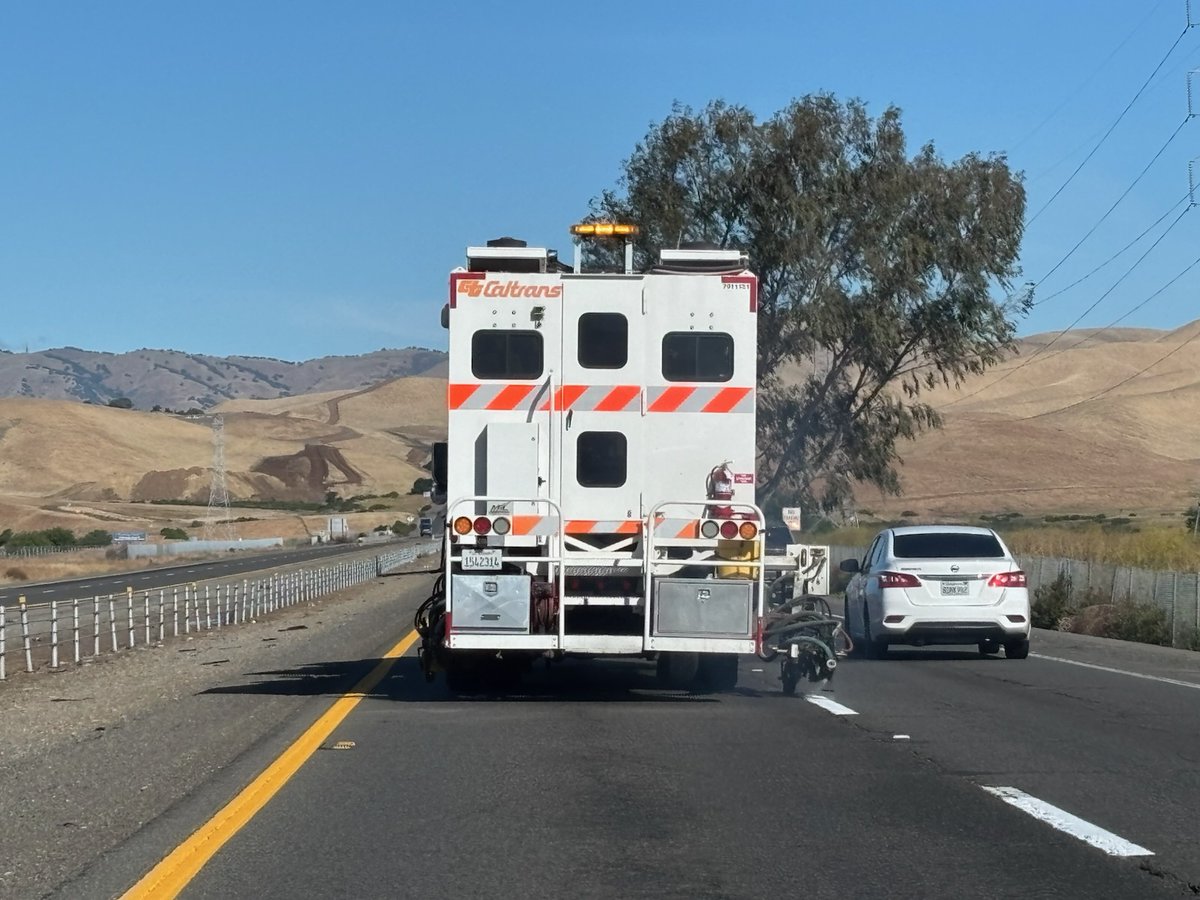 Traffic Delays until Friday 4/16, SR-152 on Pacheco Pass. CalTrans striping lanes. Slow down, obey moving sign boards, and avoid distractions.