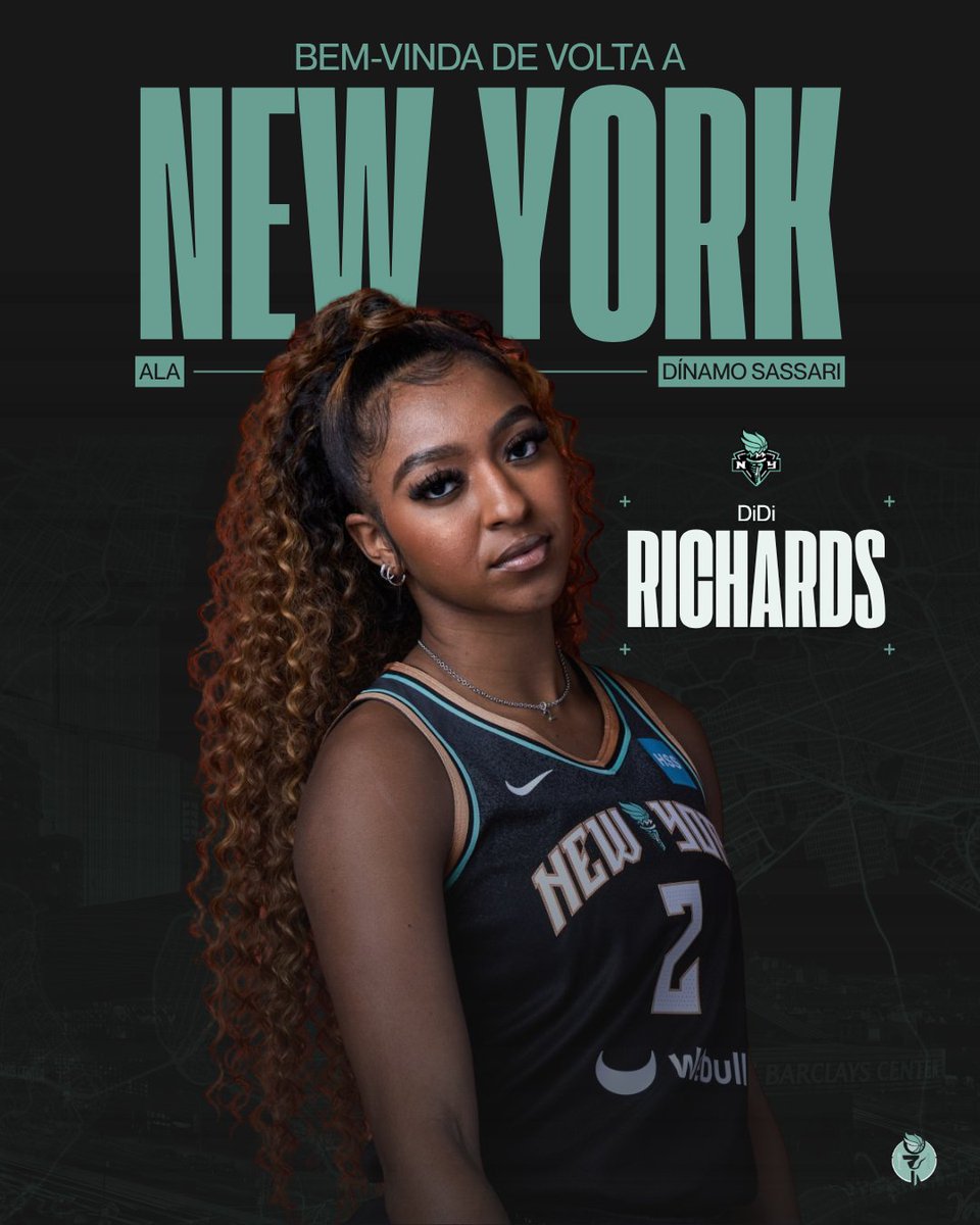 nylibertybr's tweet photo. BEM-VINDA DE VOLTA, DIDI! 🗽

Após três anos, DiDi Richards está de volta ao New York Liberty em um contrato de training camp. A ala-armadora vem de uma boa temporada no Dínamo Sassari, da Itália. https://t.co/dxEqCXKDi1