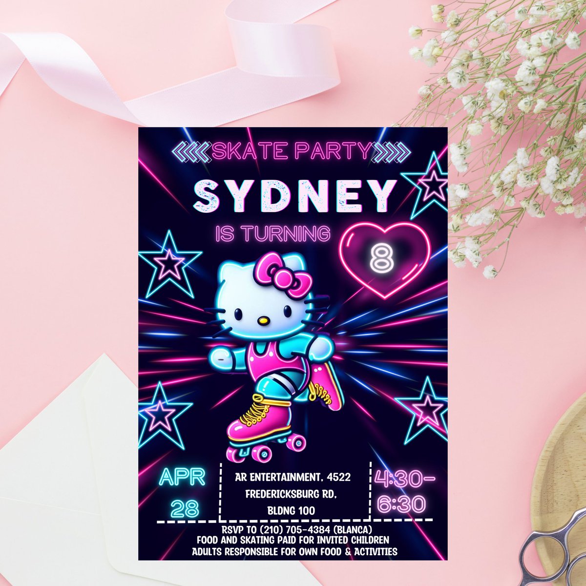 KaterinaKo60588's tweet image. Hello Kitty Neon Roller Skating Invitation  #HelloKittyBirthday #NeonSkatingInvite #GlowParty #HelloKittyInvitation #PhotoBirthdayInvite #CanvaTemplate #KawaiiGlow #RollerDiscoInvite #SanrioParty  #KidsSkateParty #NeonAesthetic #RetroRollerSkating vesper-design-2.myshopify.com/products/hello…