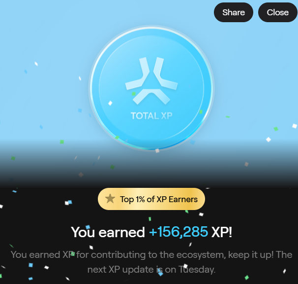 156k  <a href="/AbstractChain/">Abstract</a>  xp on this week
Chat, I think I have to make 1000 marbles for 200k xp
What about you?