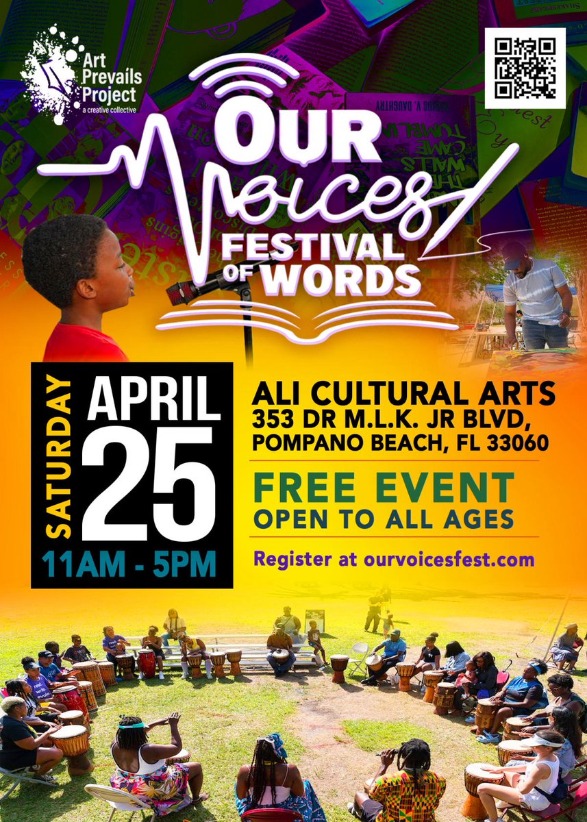 visitlauderdale's tweet image. 📚Celebrate the wonder of words and a love for literacy and literature at Our Voices: Festival Of Words.

🗓️: April 25
⌚️: 11 AM - 5 PM
📍: Ali Cultural Arts Center
353 Dr M.L.K. Jr Blvd
Fort Lauderdale, FL 33060

bit.ly/4c34W2A
#freeevent #fortlauderdale