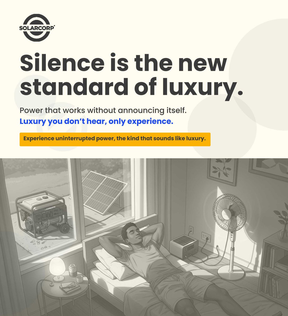 Solarcorpenergy's tweet photo. Luxury isn't always about what you see
It's about what you no longer have to hear

Swap the generator noise for pure, silent power. Your peace of mind deserves an upgrade.

Visit https://t.co/DfeFEx0Lhr to get started! https://t.co/xLGx8R6x1V