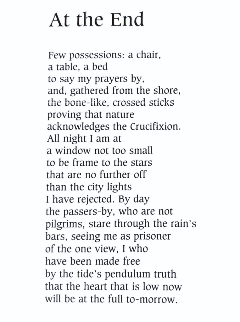 "... the heart that is low now
will be at the full to-morrow."

R.S. Thomas