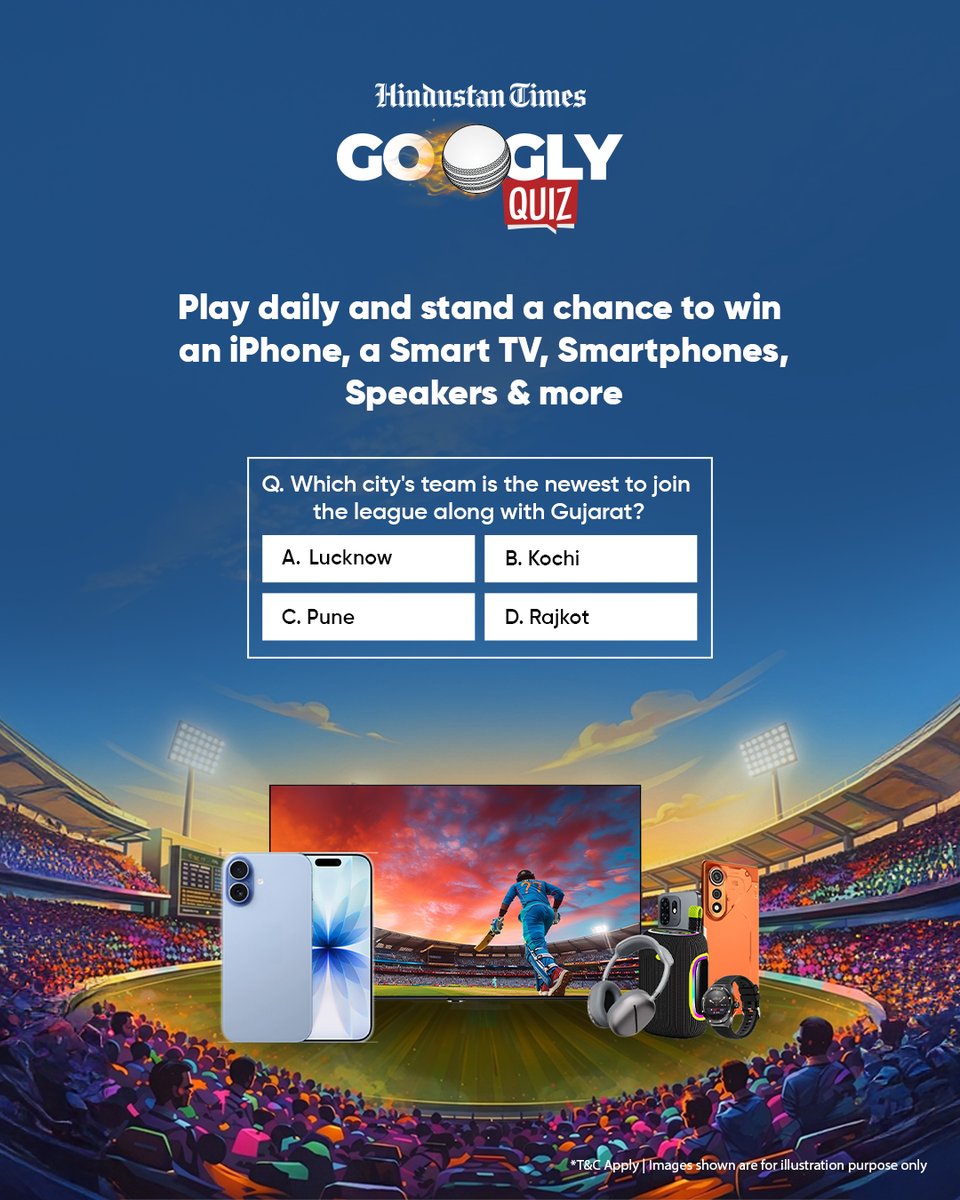 htTweets's tweet photo. Play daily. Win big. 🏏
From a Smart TV to Android phones, speakers & more - your next win could be just one answer away.

Think you know your cricket?
It’s time to prove it.

👉 Start Playing Now: https://t.co/i8f8rF0ZjC

#GooglyQuiz #PlayDailyWinBig #CricketSeason #QuizTime #WinBig #GameOn #DailyContest