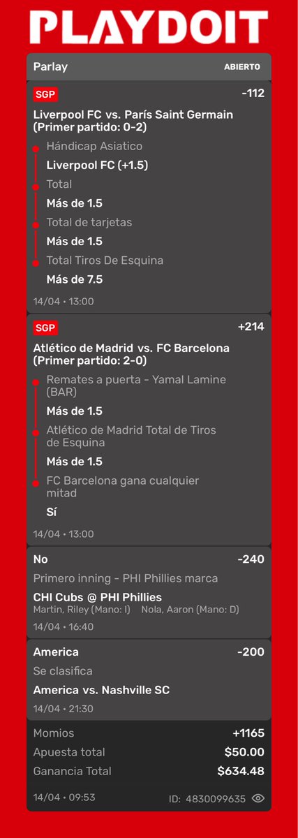 MrKra's tweet photo. Y también vamos con este parlay https://t.co/CMRpgUAljZ