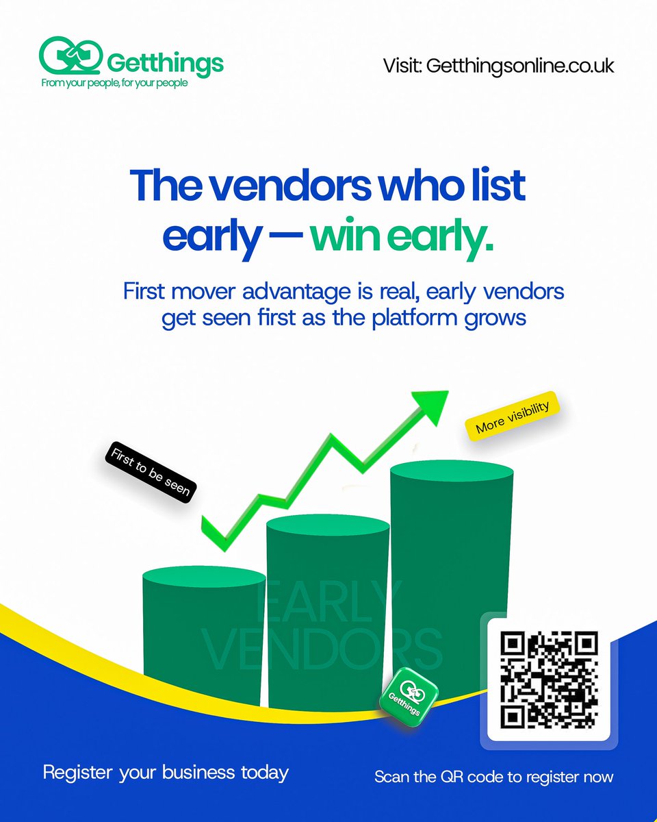 Getthingsonline's tweet image. Vendors who list early — win early 🔥

First mover advantage is real. Join now and get seen first as Getthings grows.
Register today on getthingsonline.co.uk

From your people, For your people

Tag a fellow vendor!

#Getthings #africanstoreuk #BlackBusinesses #africanindiaspora