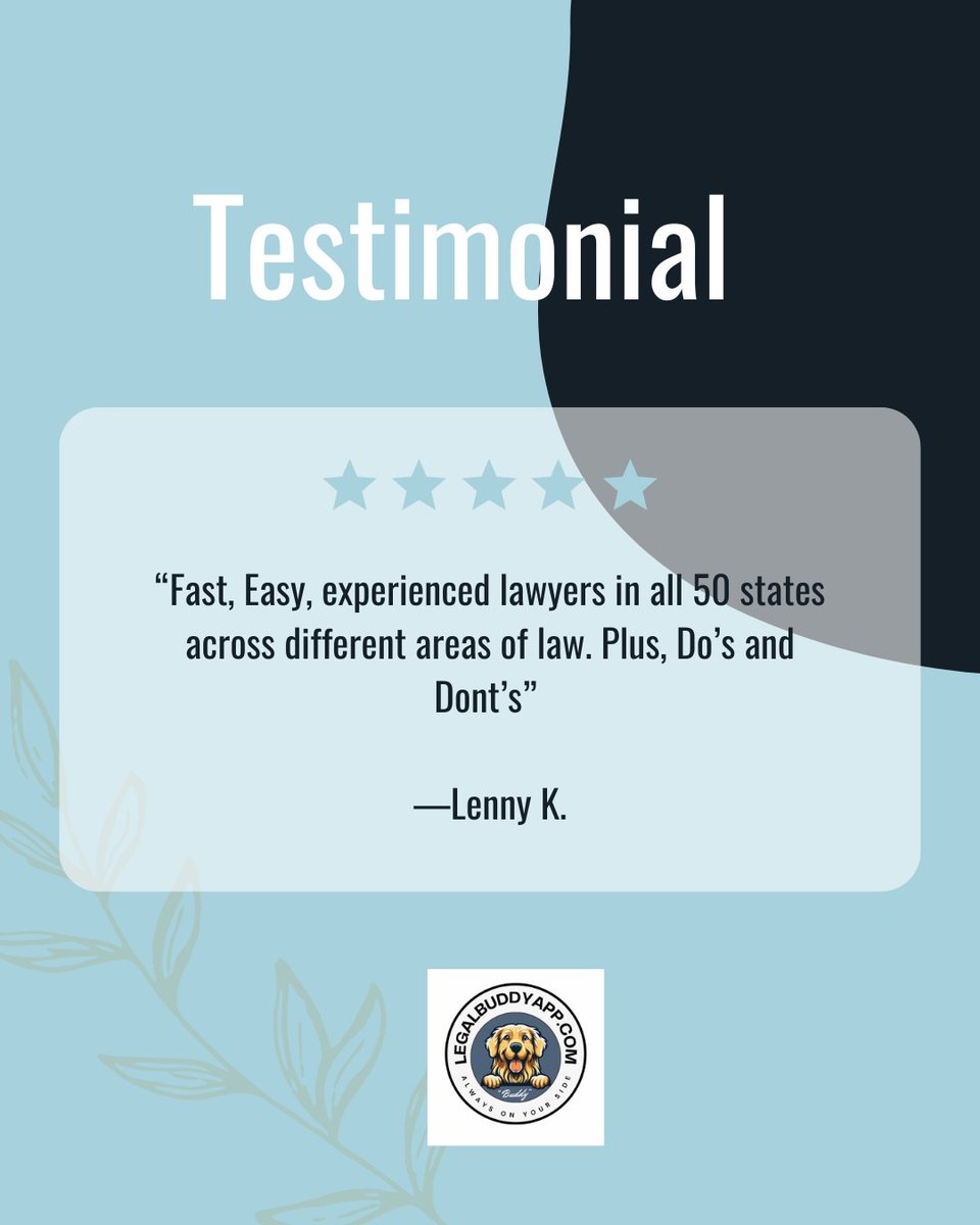 LegalBuddyAppUS's tweet image. Thank you, Lenny, for your kind words.

Disclaimer: Legal Buddy App is a technology platform and does not provide legal advice. Results may vary by market and practice area.

#KnowYourRights #LegalHelp #CollegeLife