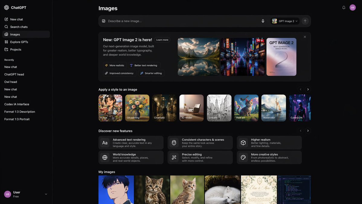 mirochill's tweet image. 🚨 NEWS : GPT Image 2 est officiellement déployé, accompagné d'une nouvelle interface !