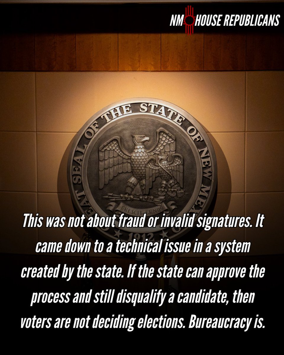 NMHouseGOP's tweet image. This case will decide who really controls elections in New Mexico.
Voters or bureaucracy.
Read more: nmsentinel.com/2026/04/14/gai…

#NewMexico #elections #voters #bureaucracy #nmpol