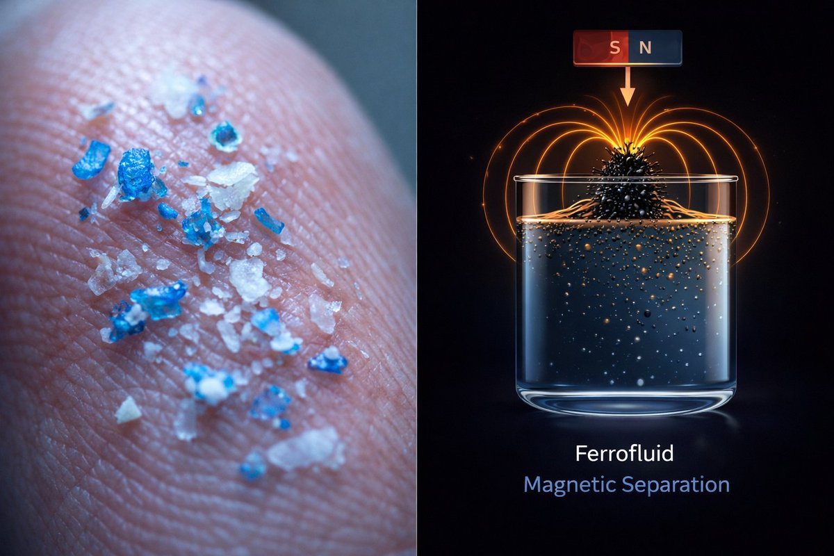 ChronosIntelX's tweet photo. 🧲 She didn't use a membrane. She used magnets.
Mia Heller, 18, built the system in her garage in 2025. The mechanism: ferrofluid bonds to microplastic particles as water flows through. A magnetic field pulls the entire mixture out. The ferrofluid gets recovered and reused.
Result: 95.52% of microplastics removed. Standard municipal treatment plants remove 70 to 90 percent.
A 2025 University of New Mexico study found microplastic concentrations in human brain tissue rose 50 percent in less than a decade.
She built a better answer in a garage.

Reference :-Smithsonian Magazine March 2026, Regeneron ISEF 2025, University of New Mexico microplastics study 2025