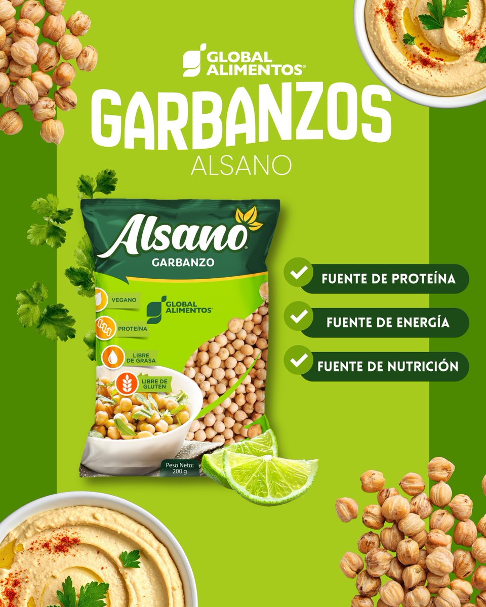 globalalimento1's tweet photo. 🌿 Pequeños granos, grandes beneficios 💚
Garbanzos Alsano, fuente natural de proteína y fibra. #globalalimentos https://t.co/77dRvinvy2