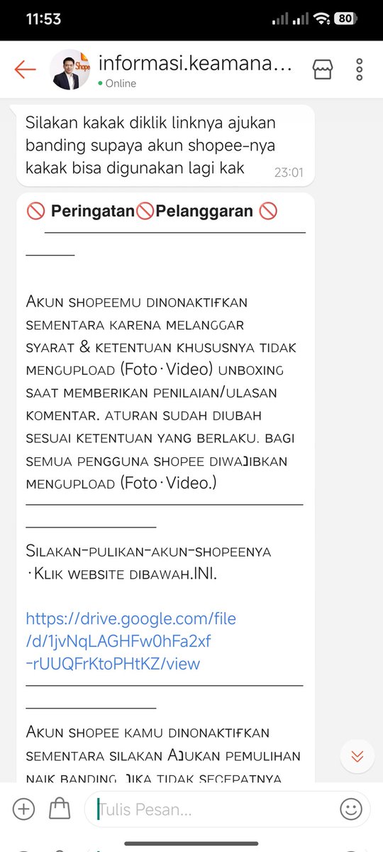 erystrife's tweet photo. @ShopeeCare , akun penipuan lagi nech, Min https://t.co/TasIdbEVwl