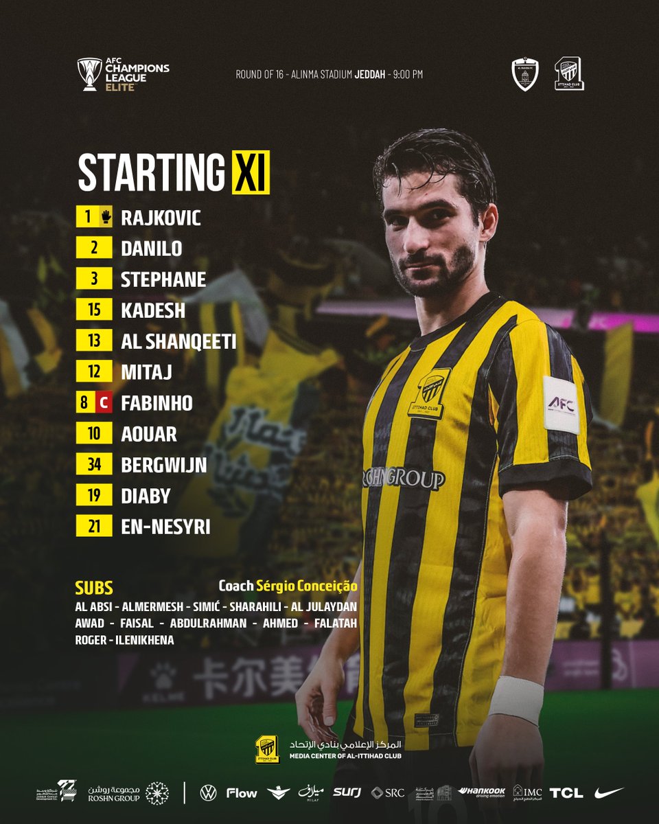 Our Lineup for #Alittihad_AlWahda Game ⚽️📋