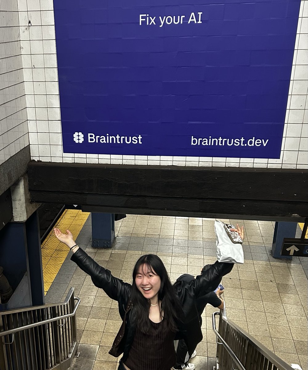 annawangg's tweet photo. NYC, we are inside you!
Surreal to see @braintrust x @mta in the wild right after moving here. If you’re in New York, keep an eye out
Also, we're hiring a bunch for our NY + SF offices :) https://t.co/615kJHxF9J