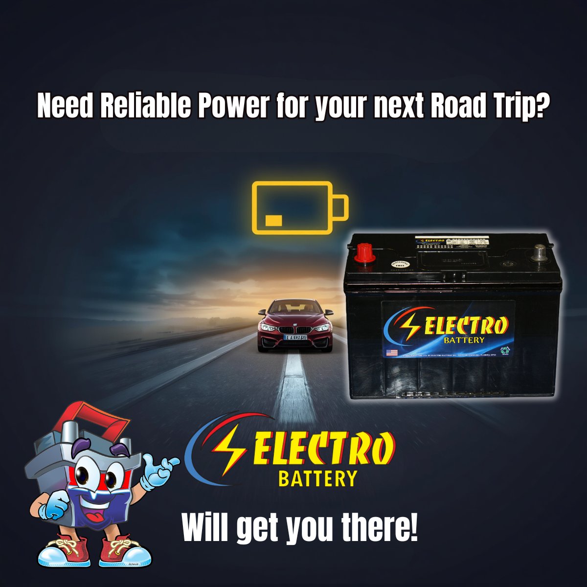 Electrobattery's tweet image. Need Reliable Power for your next road trip? Get an Electro Battery car battery to get you there. Always reliable and all the power you need for your next adventure. #electrobatteryincstpete #carbattery