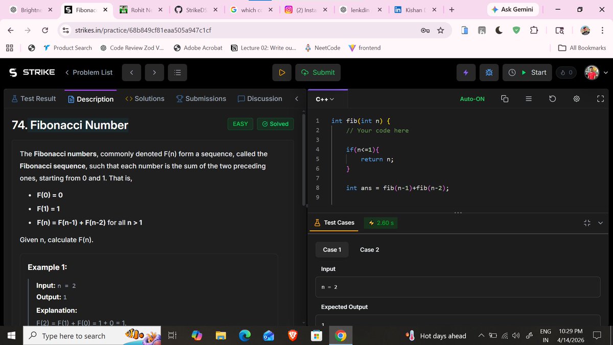 Kishan__KD's tweet image. 🚀 Day 50 DSA

Learned function internals &amp;amp; call stack 🧠
How stack tracks function calls
Practiced Fibonacci using recursion 🔁

Strong fundamentals 🚀

#DSA #Coding #Learning @rohit_negi9 @CoderArmy