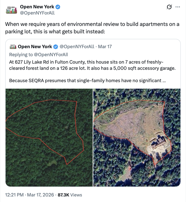 OpenNYForAll's tweet image. What we're trying to do with SEQRA reform 🙌

We must build more housing both within and nearer to cities so that we can protect our nature and wildlife reserves from encroaching urban sprawl.