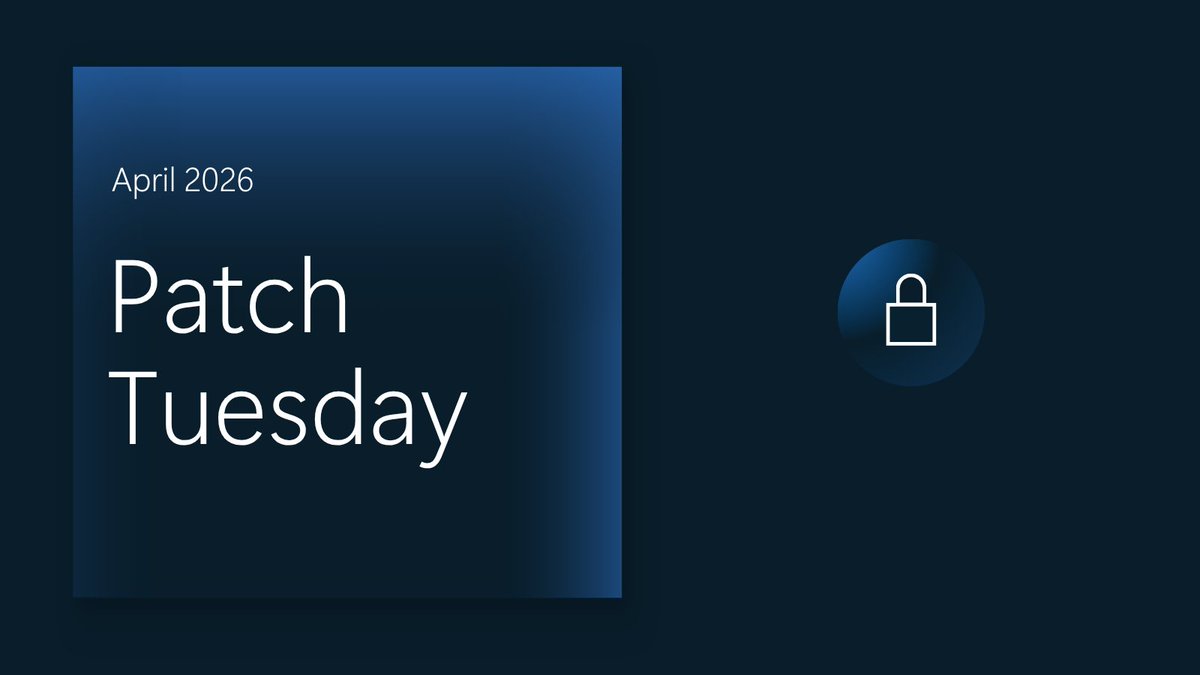 msftsecresponse's tweet photo. Security updates for April 2026 are now available. Details are here: https://t.co/WW89TchdN8
#PatchTuesday #SecurityUpdateGuide https://t.co/JLYxWrOiXD